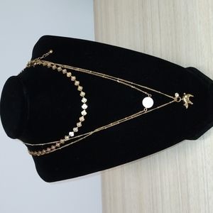 2 gold tone bumpy chain necklaces